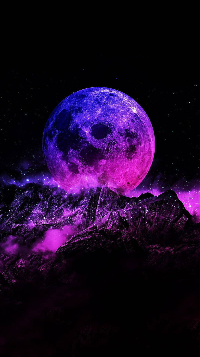 Mahiwagang Neon na Buwan Wallpaper