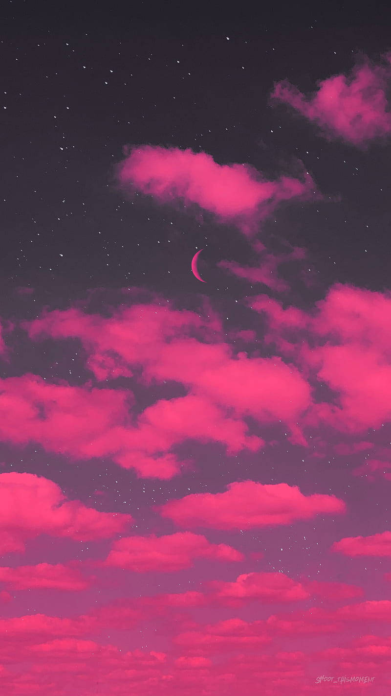 Mainit na Rosas na Aesthetic na Ulap Wallpaper