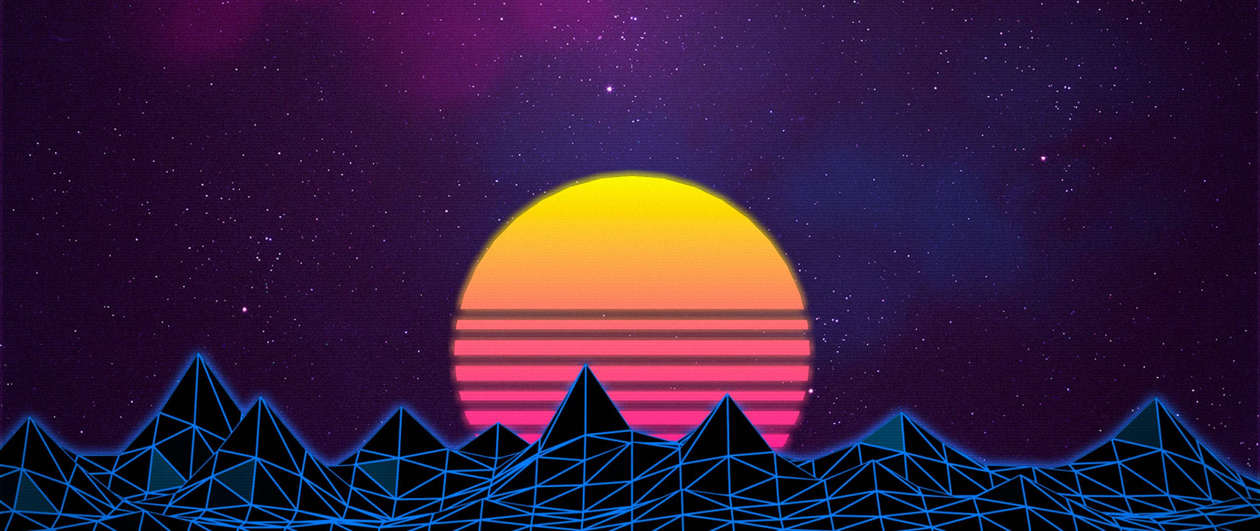 Majestic retro moon na iluminado ng mga linya ng liwanag Wallpaper