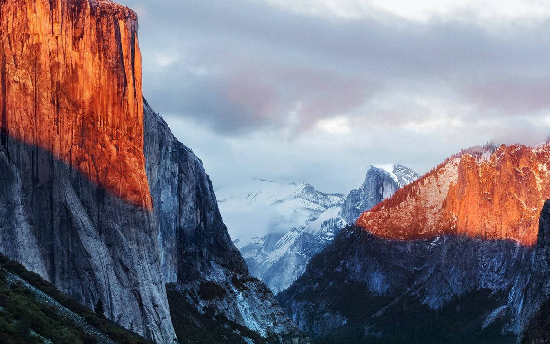 Majestic Yosemite Mountain from the View of a MacBook Pro Wallpaper