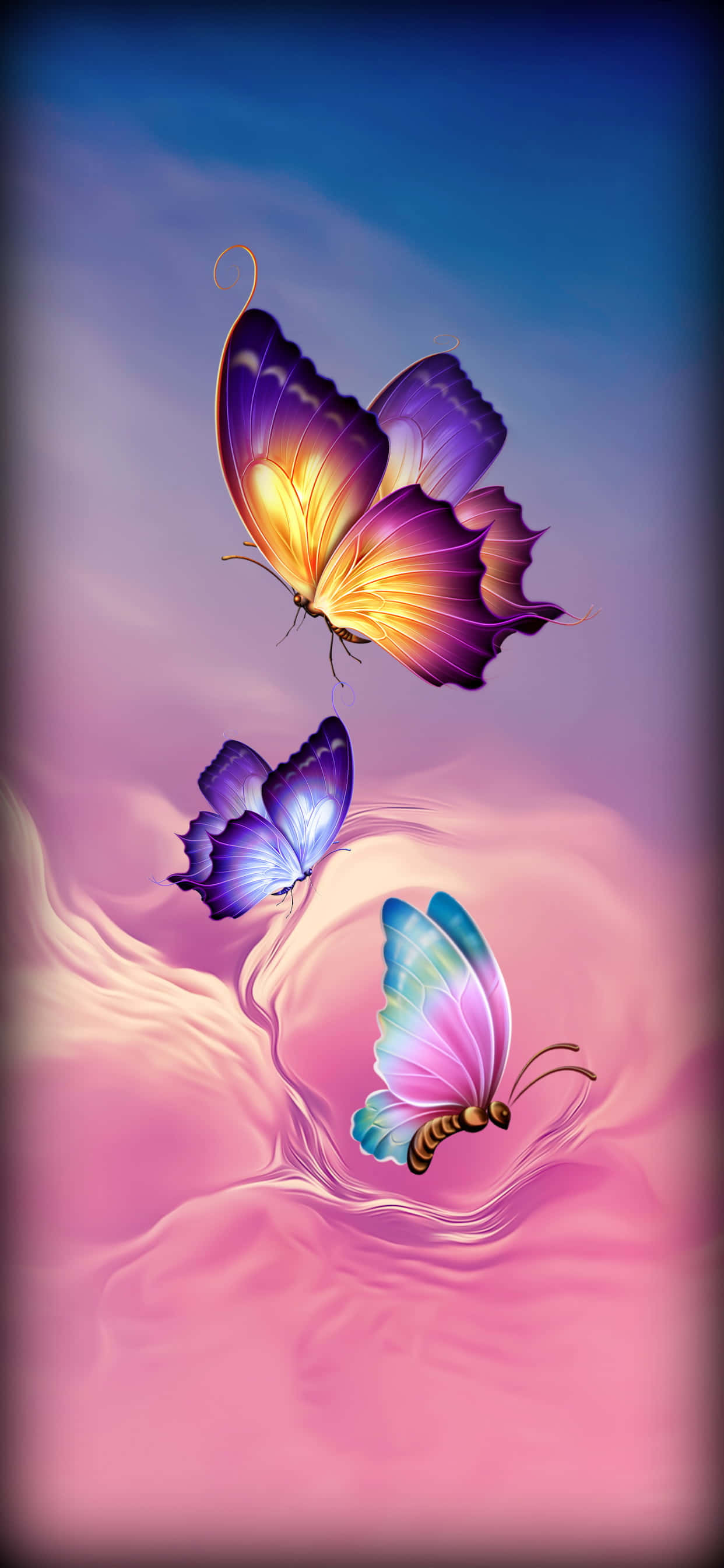 Majesticong Monarch sa Namumulaklak na Lily Wallpaper