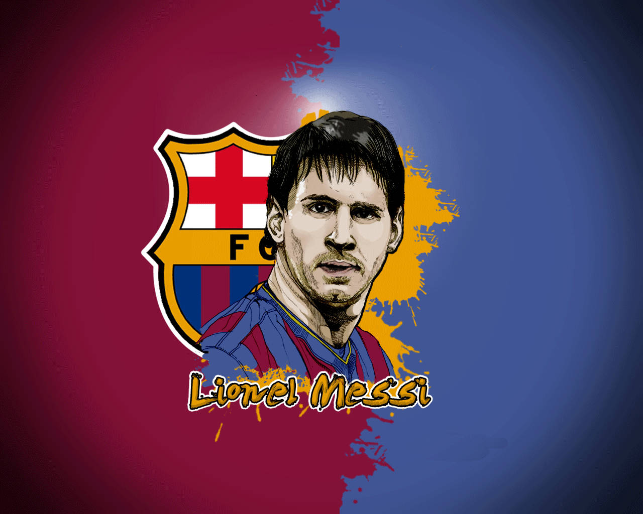Makabagong Sining na Naglalarawan kay Lionel Messi ng FC Barcelona Wallpaper