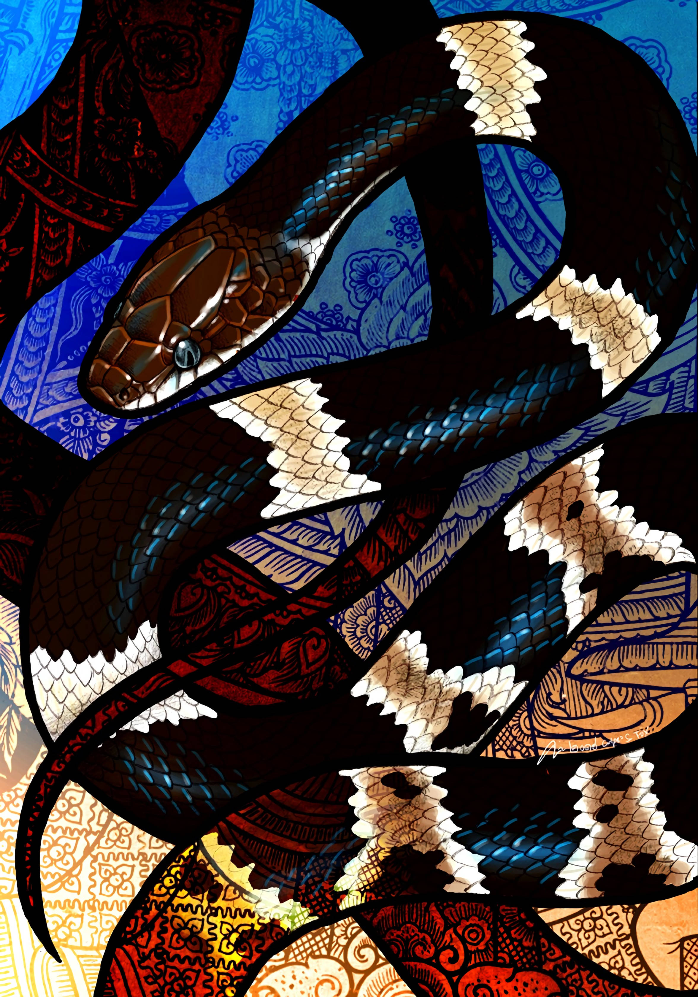 Makakaliskis na Ahas na May Pattern na Tapiseriya Wallpaper