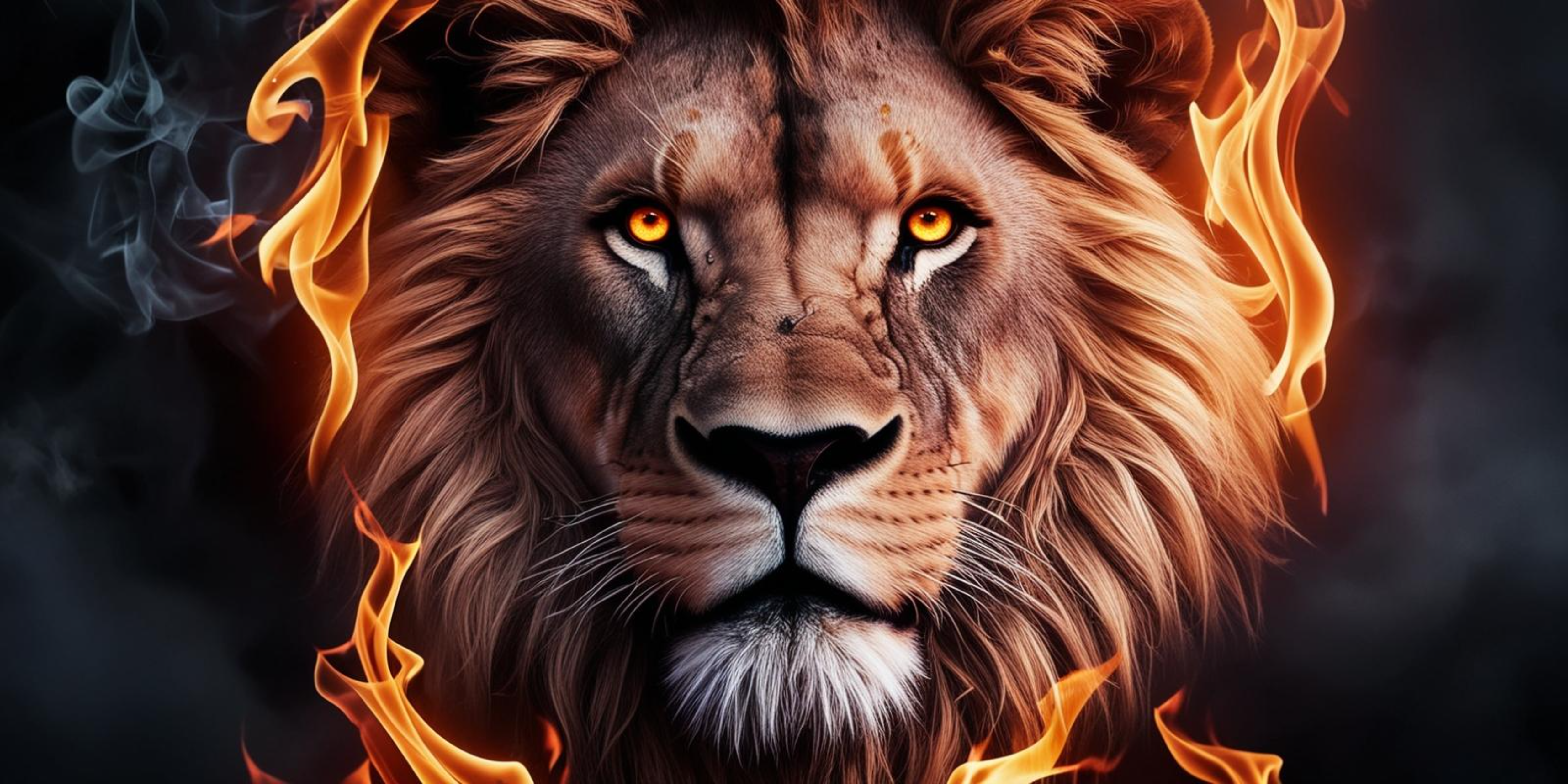 Makapangyarihang close-up ng leon Wallpaper
