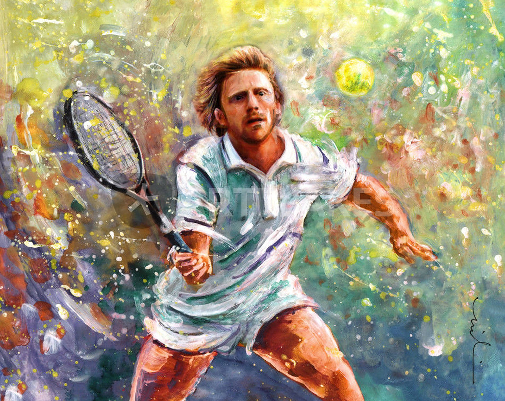 Makapangyarihang Forehand ni Tennis Legend Boris Becker Wallpaper