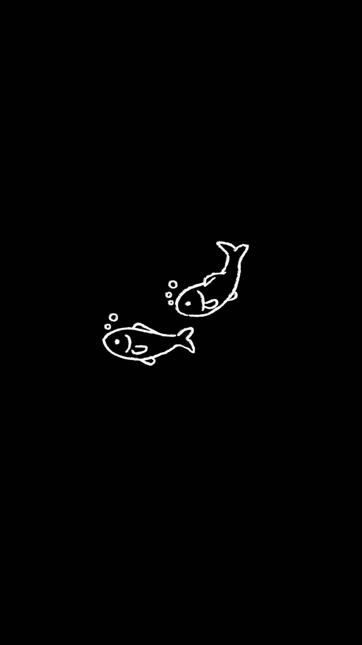 Makatang Iguguhit na Itim na Isda Wallpaper