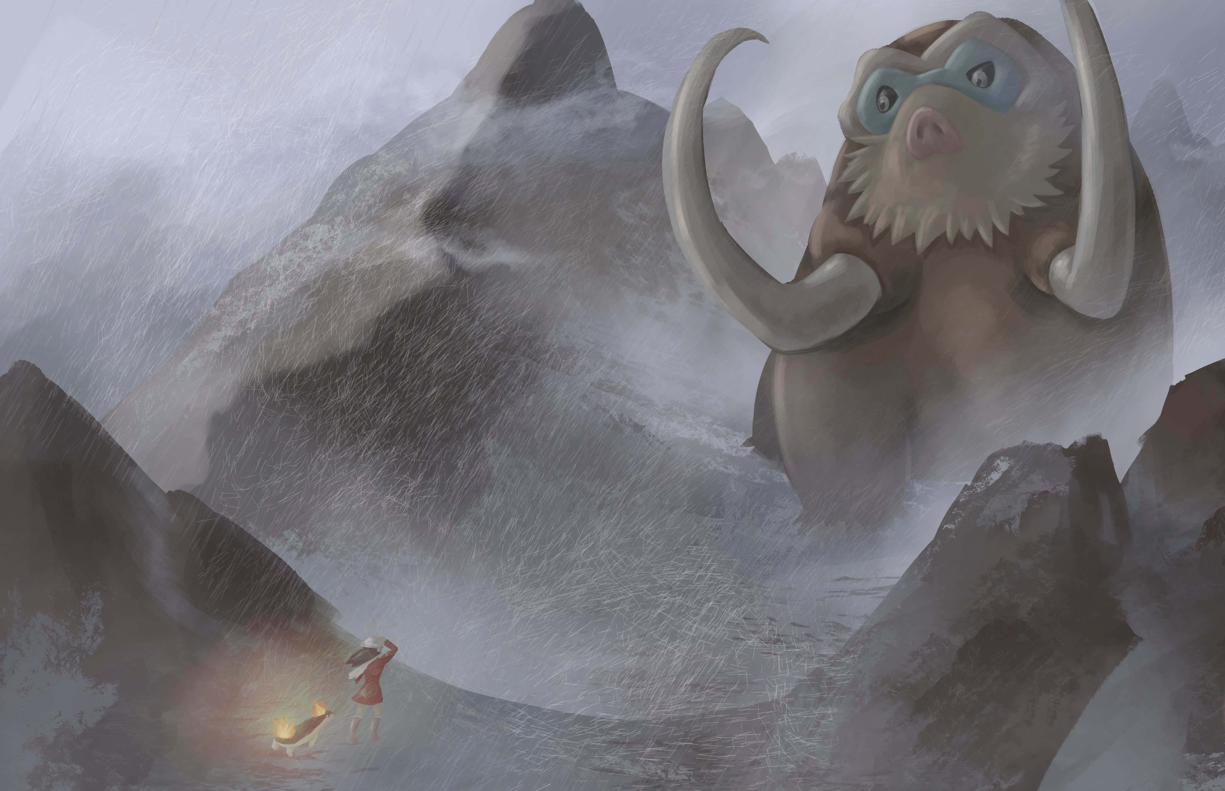 Makatotohanang Ilustrasyon ng Mamoswine Pokemon Wallpaper