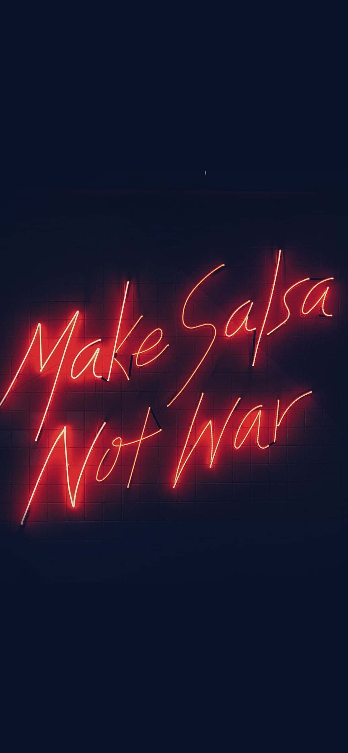 Make Salsa Not War sa Neon Red Aesthetic Wallpaper