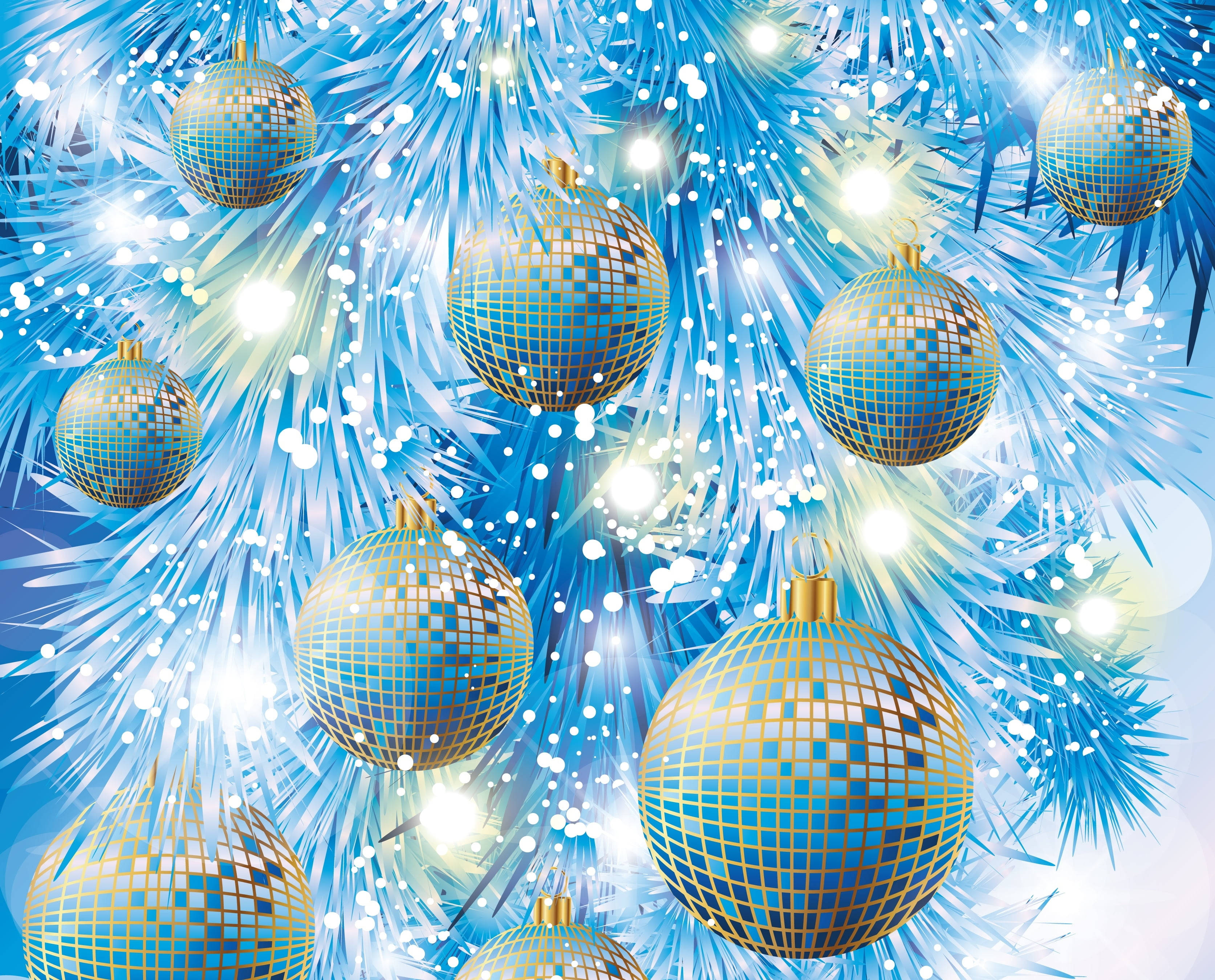 Makintab na Asul na Mirror na Christmas Balls Wallpaper
