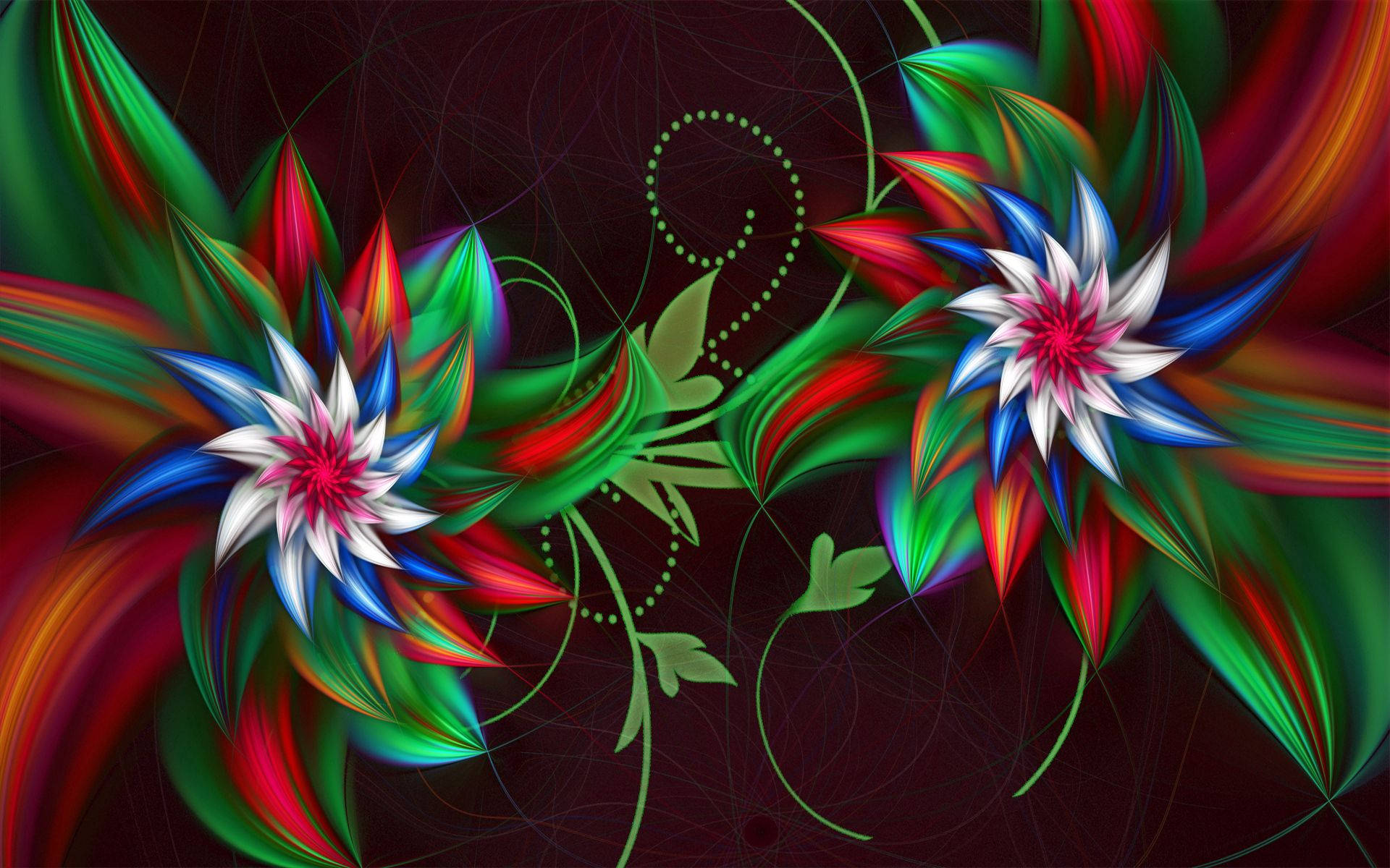Makukulay na 3D Psychedelic na Bulaklak Wallpaper