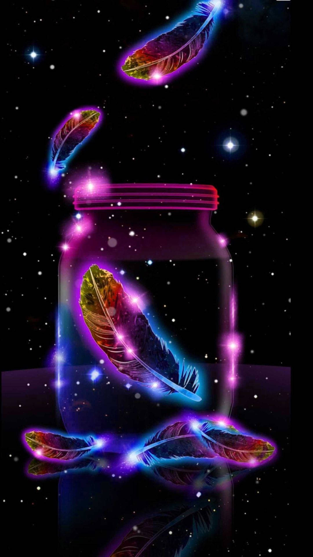 Makukulay na Balahibo sa Isang Cute na Galaxy Wallpaper