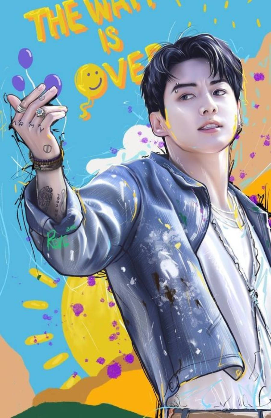 Makulay na Anime Jungkook Phone Wallpaper