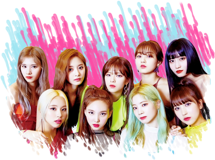 Makulay na Background ng mga Miyembro ng Twice Wallpaper