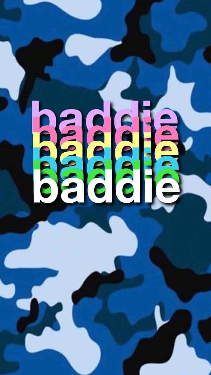 Makulay na Baddie iPhone sa Asul na Army Fatigue Wallpaper