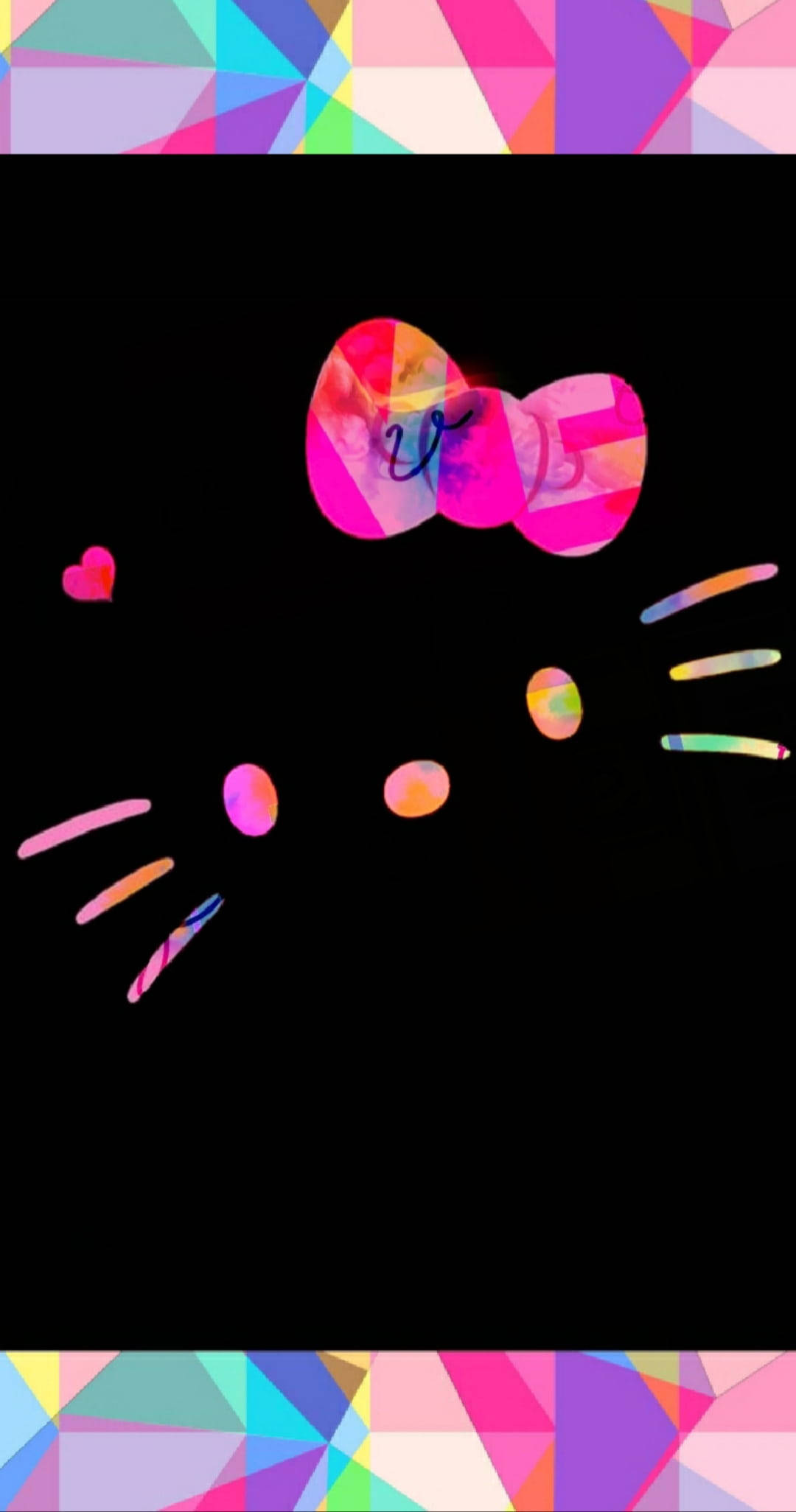 Makulay na Balangkas sa Itim na Hello Kitty Wallpaper