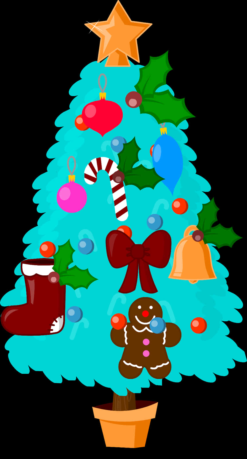 Makulay na Cartoon Christmas Tree Wallpaper