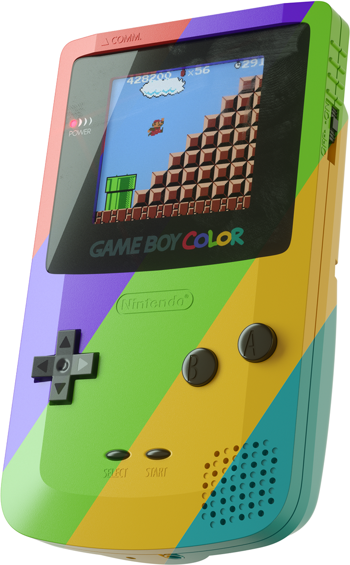 Makulay na Game Boy Color na Naglalaro ng Mario Wallpaper