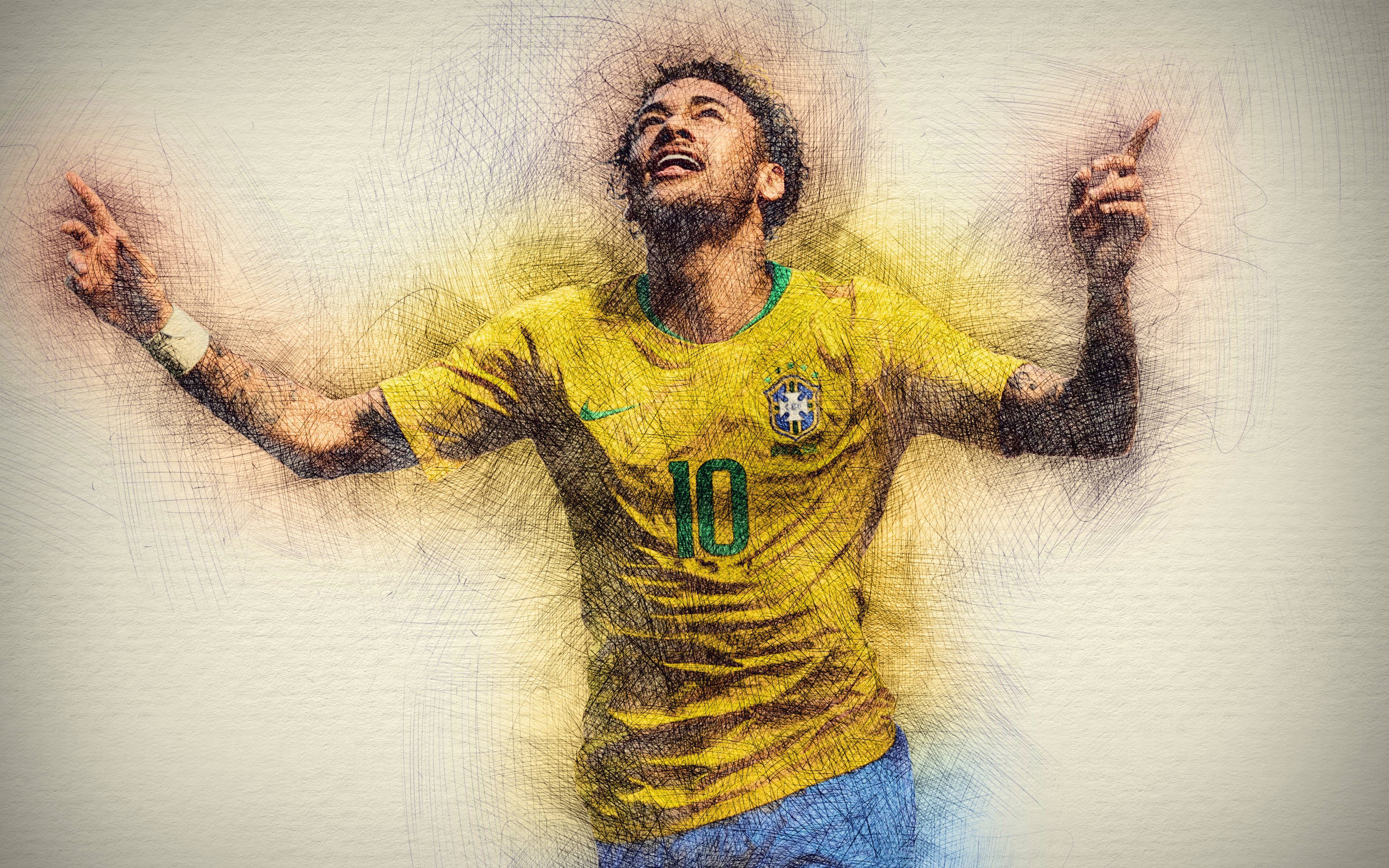 Makulay na Guhit ni Neymar Jr. Wallpaper