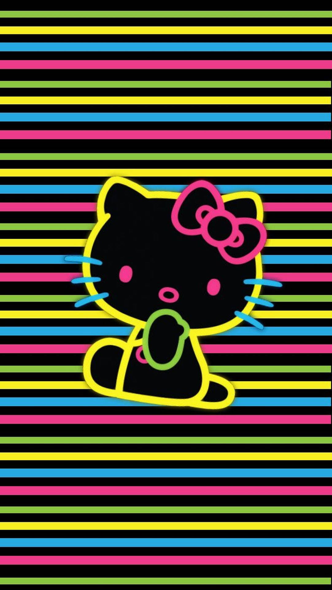 Makulay na Guhit sa Itim na Hello Kitty Wallpaper