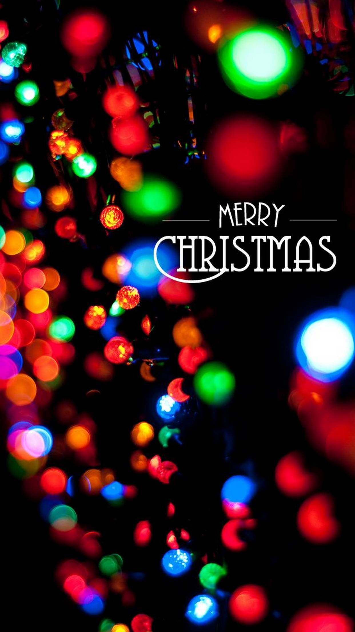 Makulay na Ilaw Merry Christmas iPhone Wallpaper