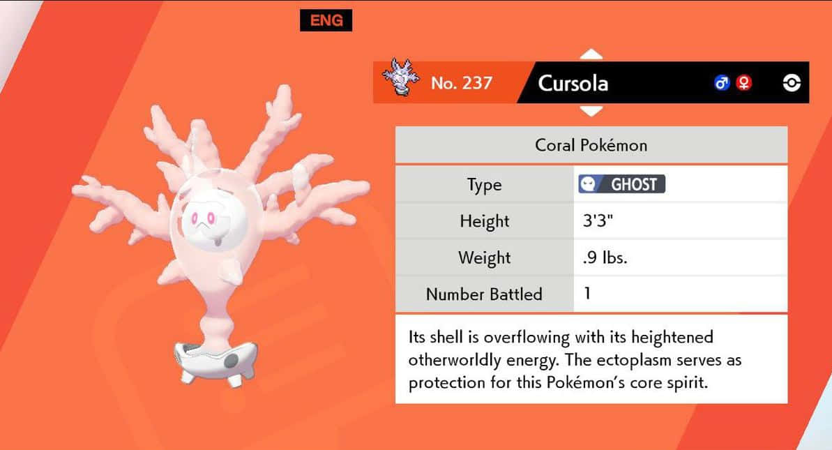 Makulay na Ilustrasyon ng Ghost-Type Pokémon na si Cursola Wallpaper