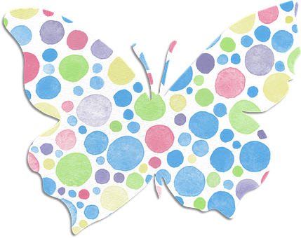Makulay na Ilustrasyon ng Paruparong may Polka Dots Wallpaper