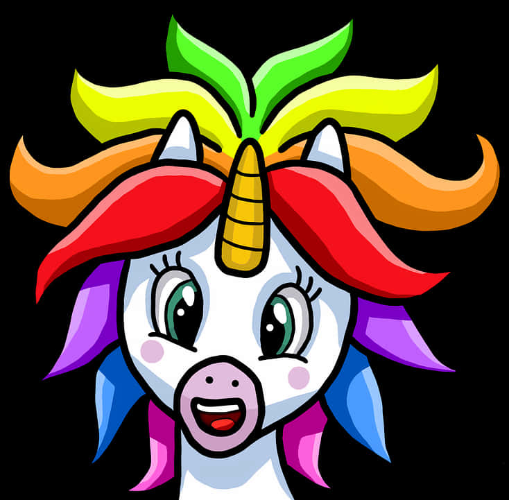 Makulay na Kartun Ulo ng Unicorn Wallpaper