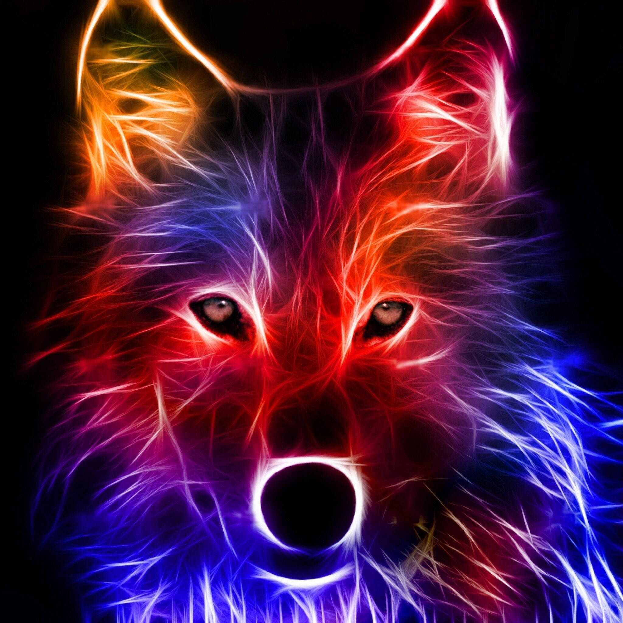 Makulay na Neon Galaxy Wolf Wallpaper