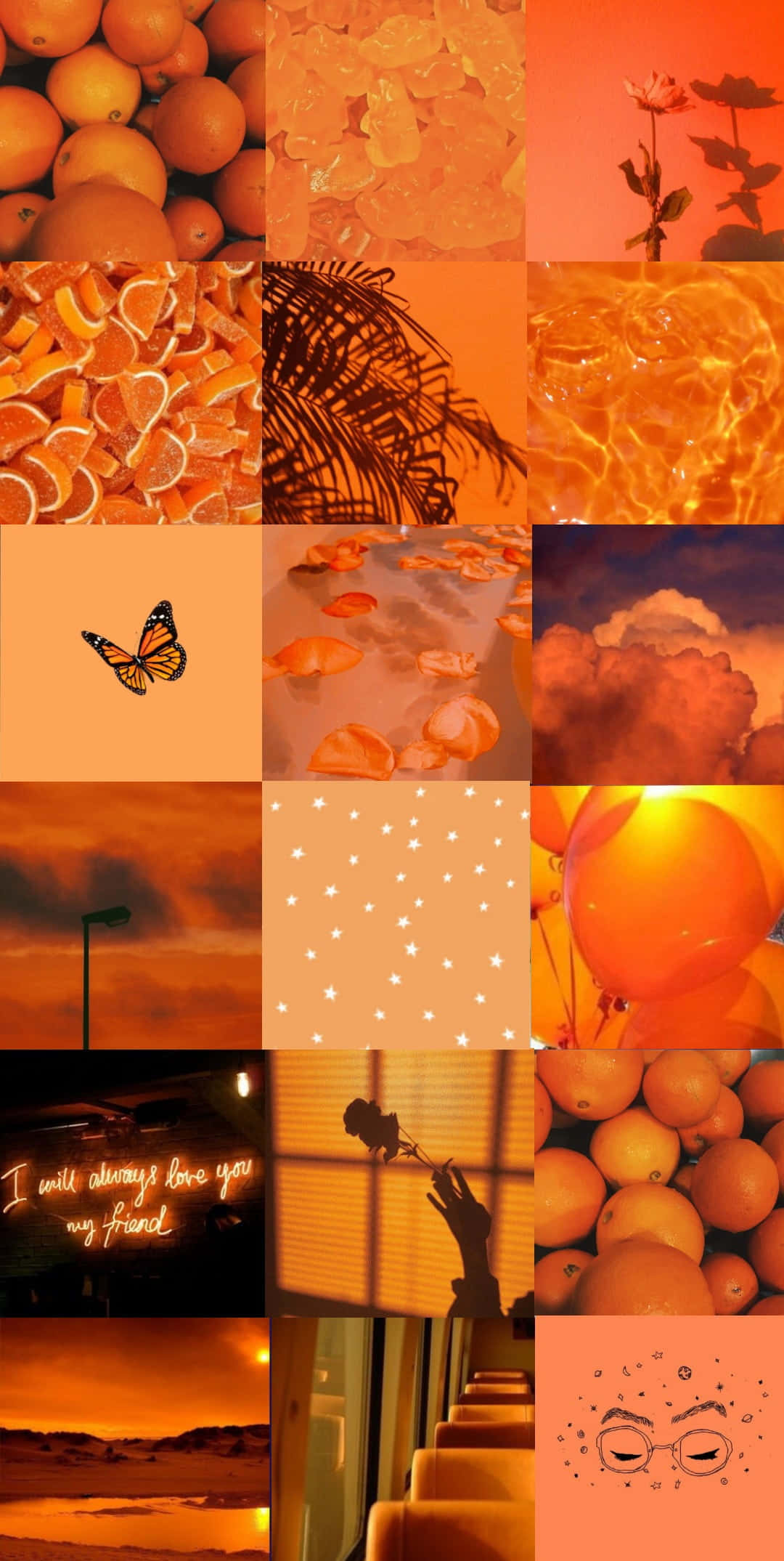 Makulay na Orange Aesthetic - Pagsabog ng Kinang Wallpaper