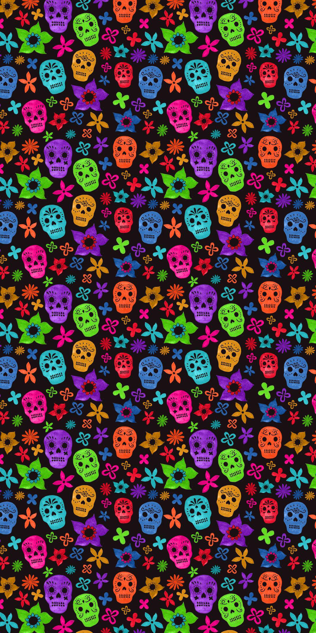 Makulay na Pattern ng Araw ng mga Patay Wallpaper
