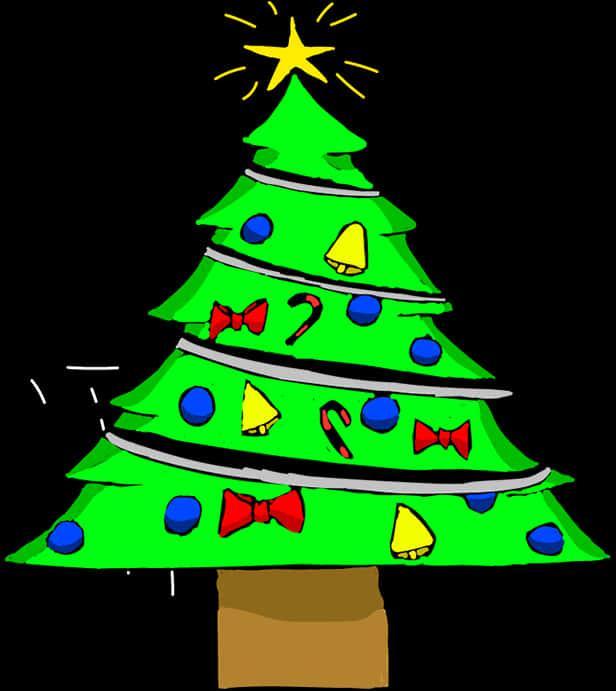 Makulay na Puno ng Pasko na Kartun Wallpaper