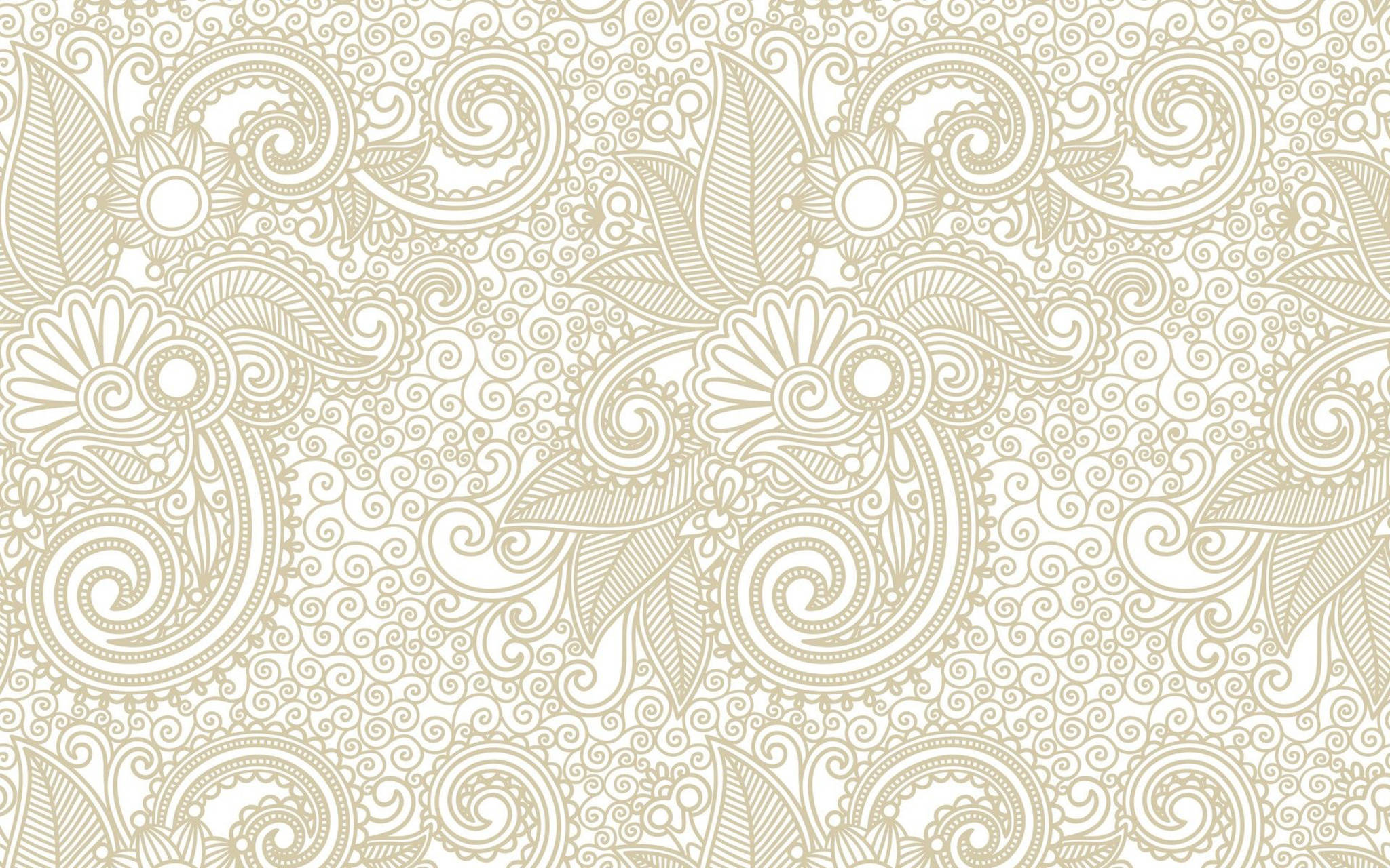 Makulay na Puting Paisley Pattern Wallpaper