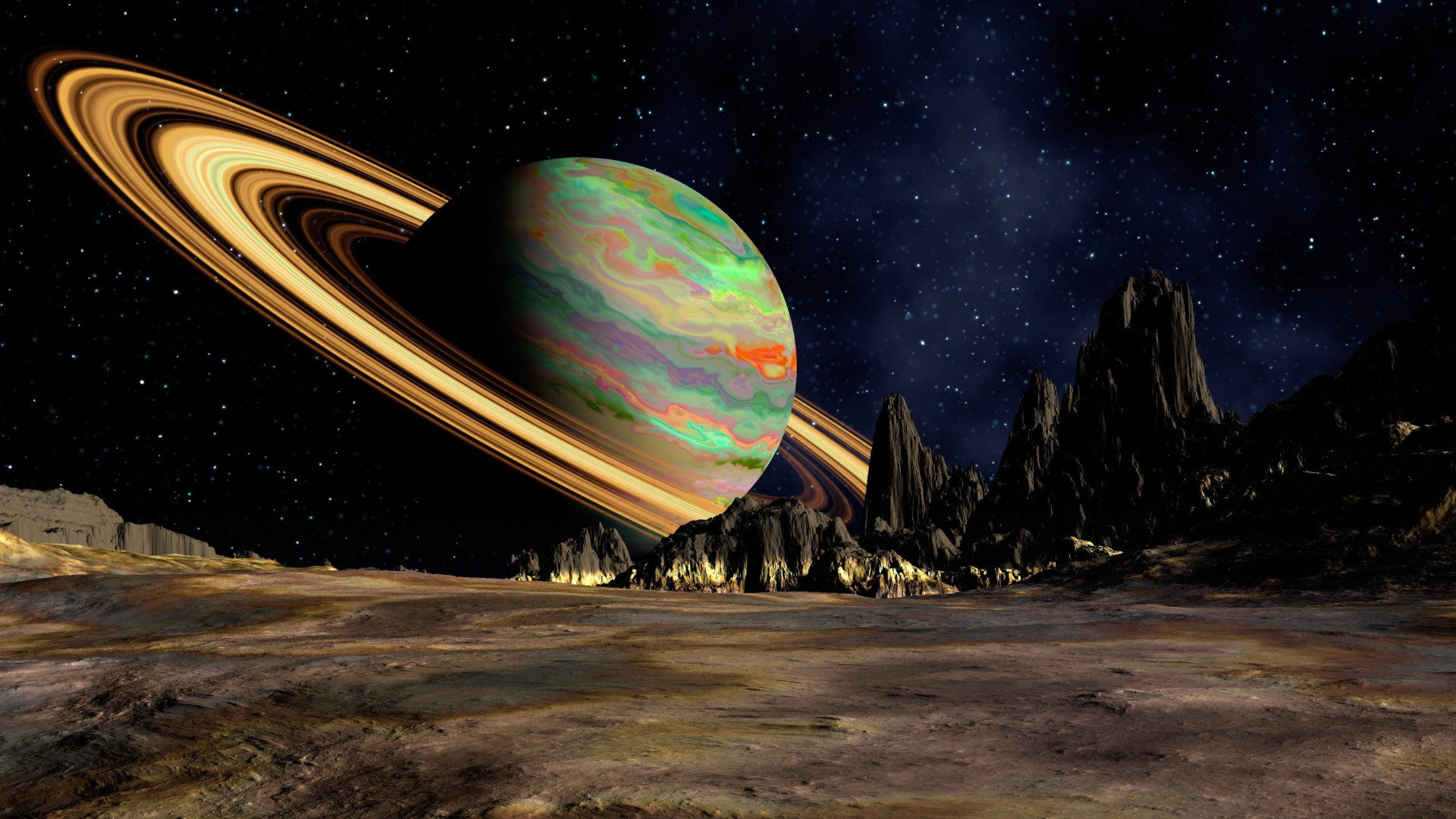 Makulay na Saturn 4K Wallpaper