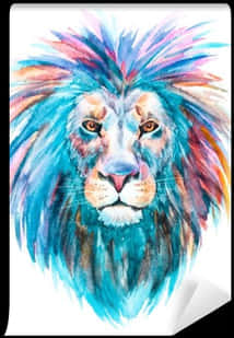 Makulay na Watercolor na Sining ng Leon Wallpaper