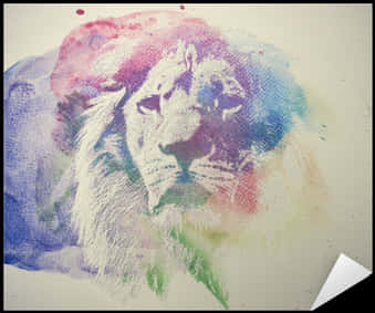 Makulay na Watercolor na Sining ng Leon Wallpaper