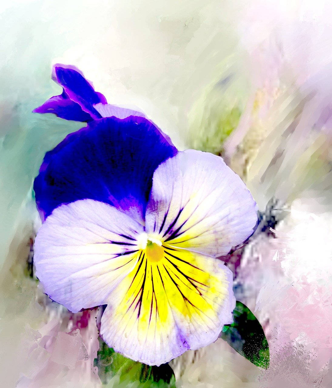 Malaking Namumukad na Digital Art ng Pansy Wallpaper