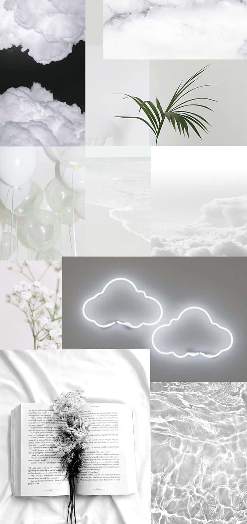 Malambot na Puting Aesthetic na Collage ng Cell Phone Wallpaper