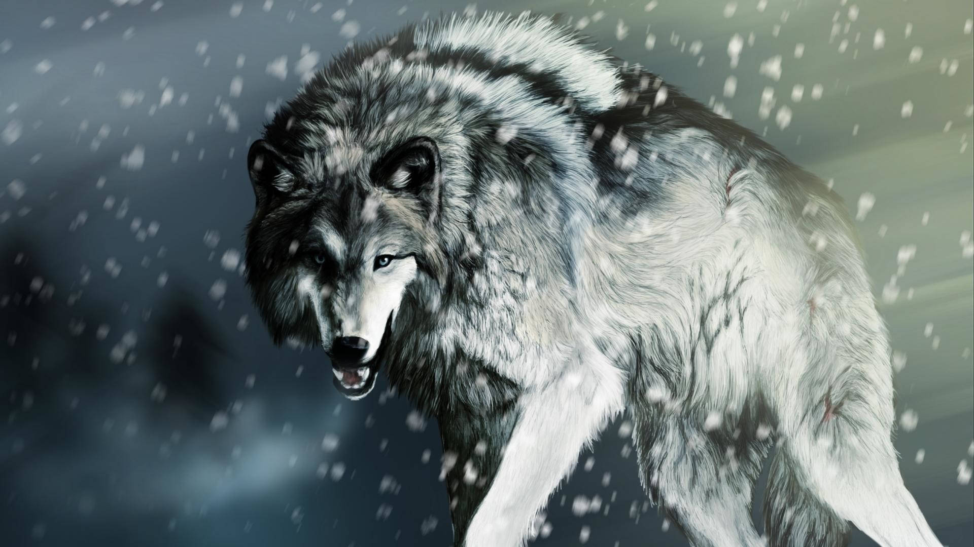 Malamig na Lobo sa Niyebe Wallpaper
