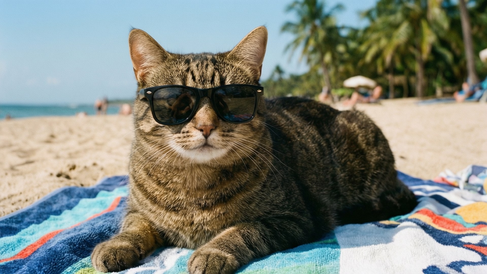 Malamig na Pusa sa Tag-init Wallpaper