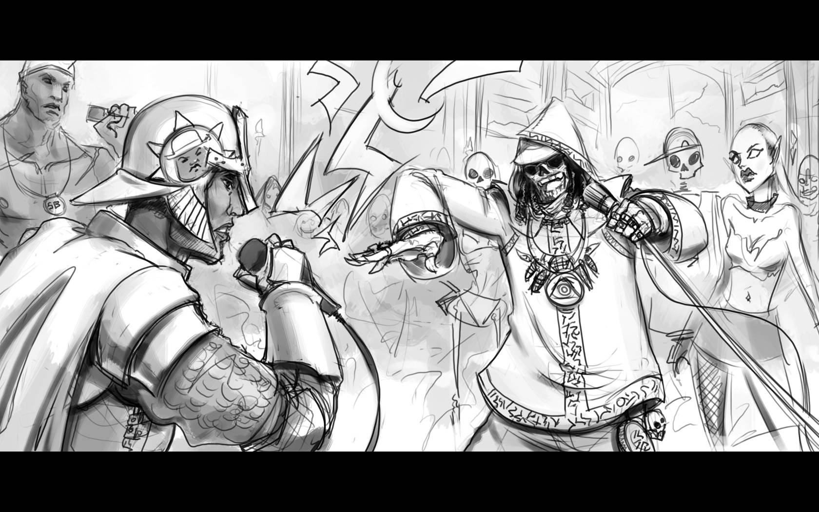 Malamig na Rap Battle Drawing Wallpaper