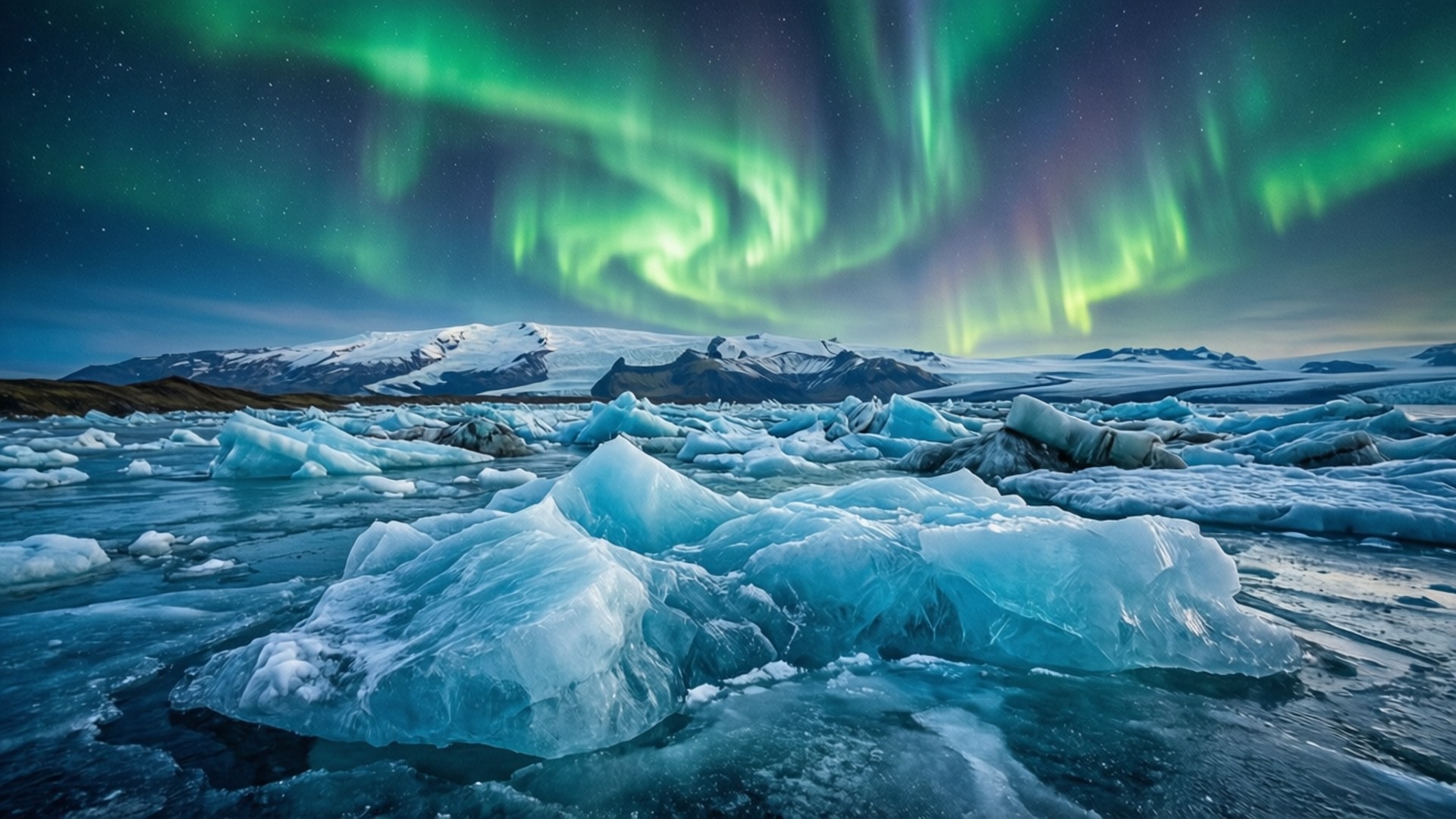 Malamig na Tundra na May Luntiang Aurora Wallpaper