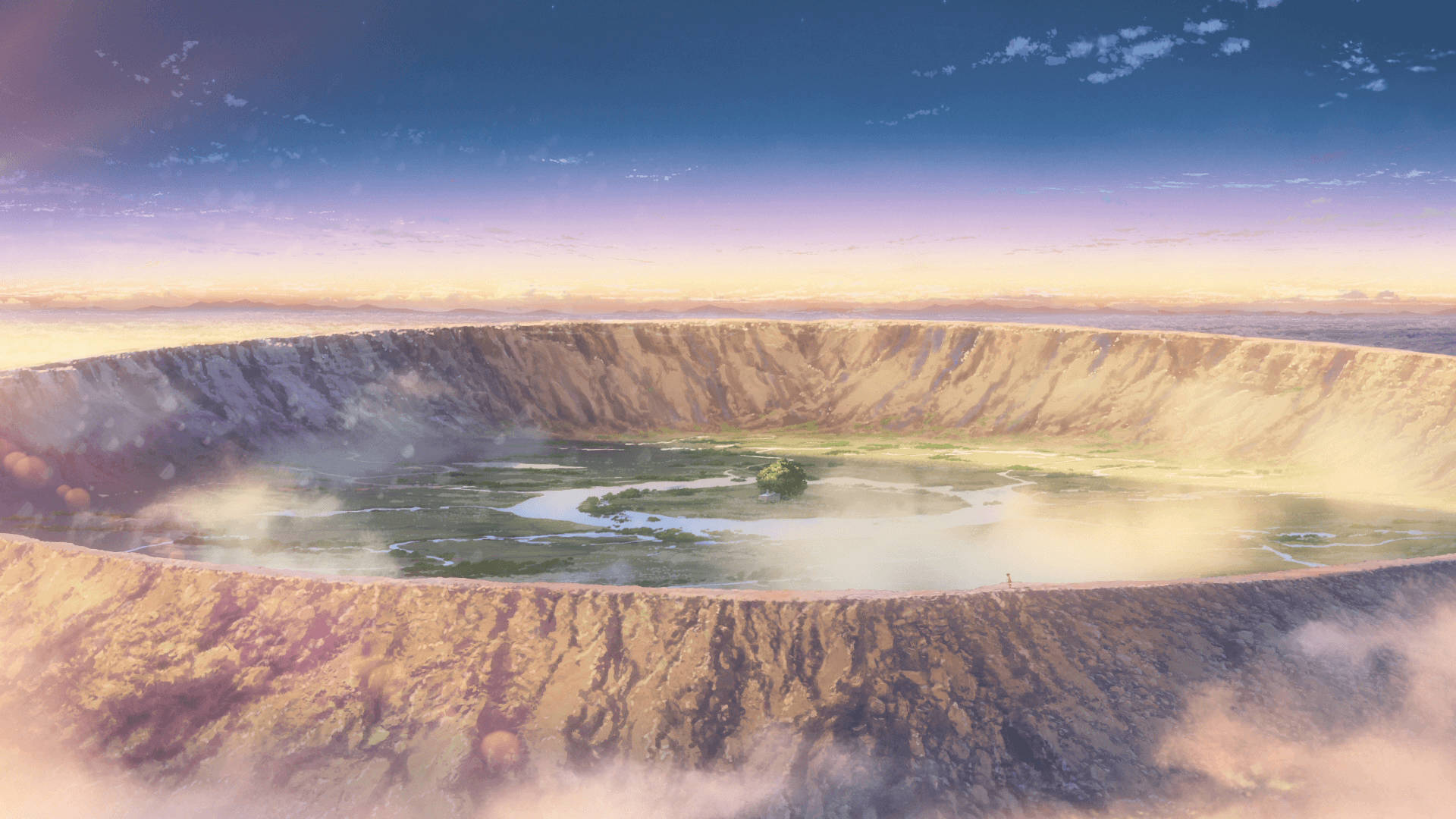Malawak na Bunganga na Anime Landscape Wallpaper