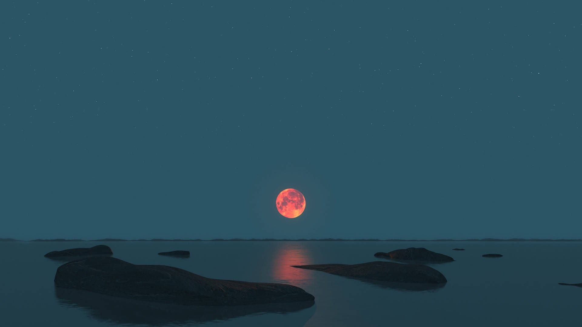 Malayong Buwan sa Gabing Langit Wallpaper