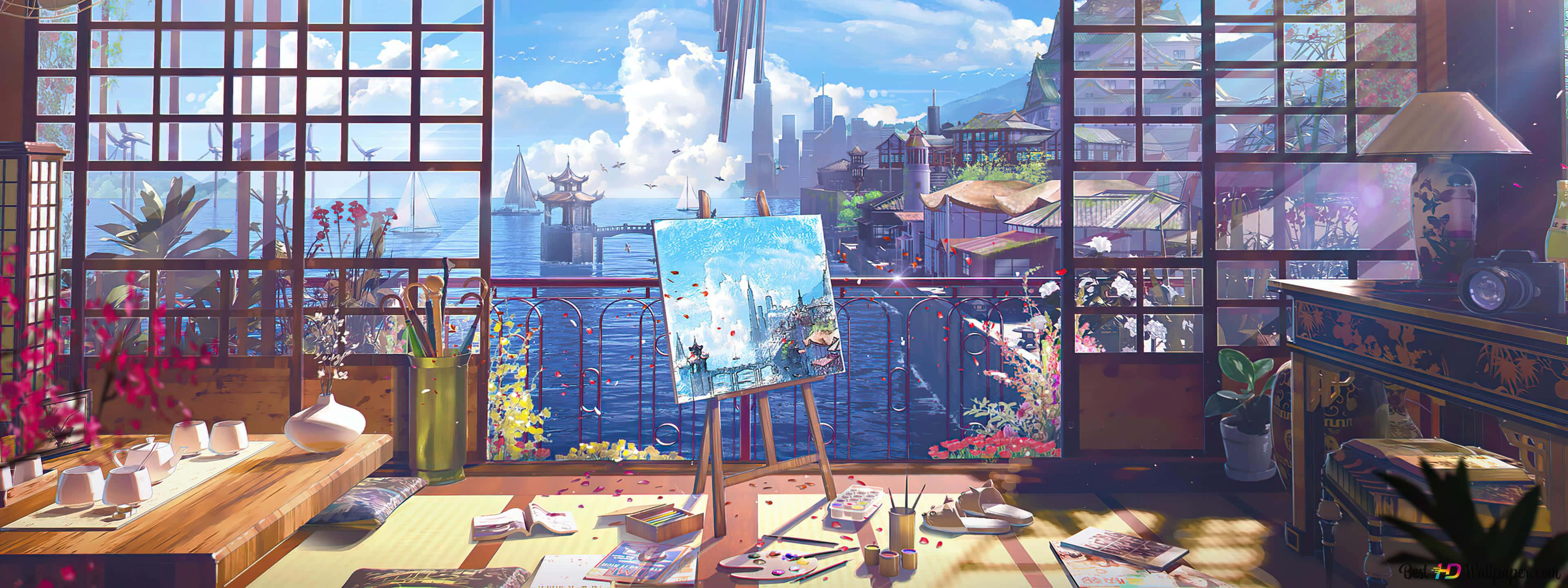 Maligayang Pagdating sa Anime City - ang futuristic na sentro ng animasyon at kultura Wallpaper