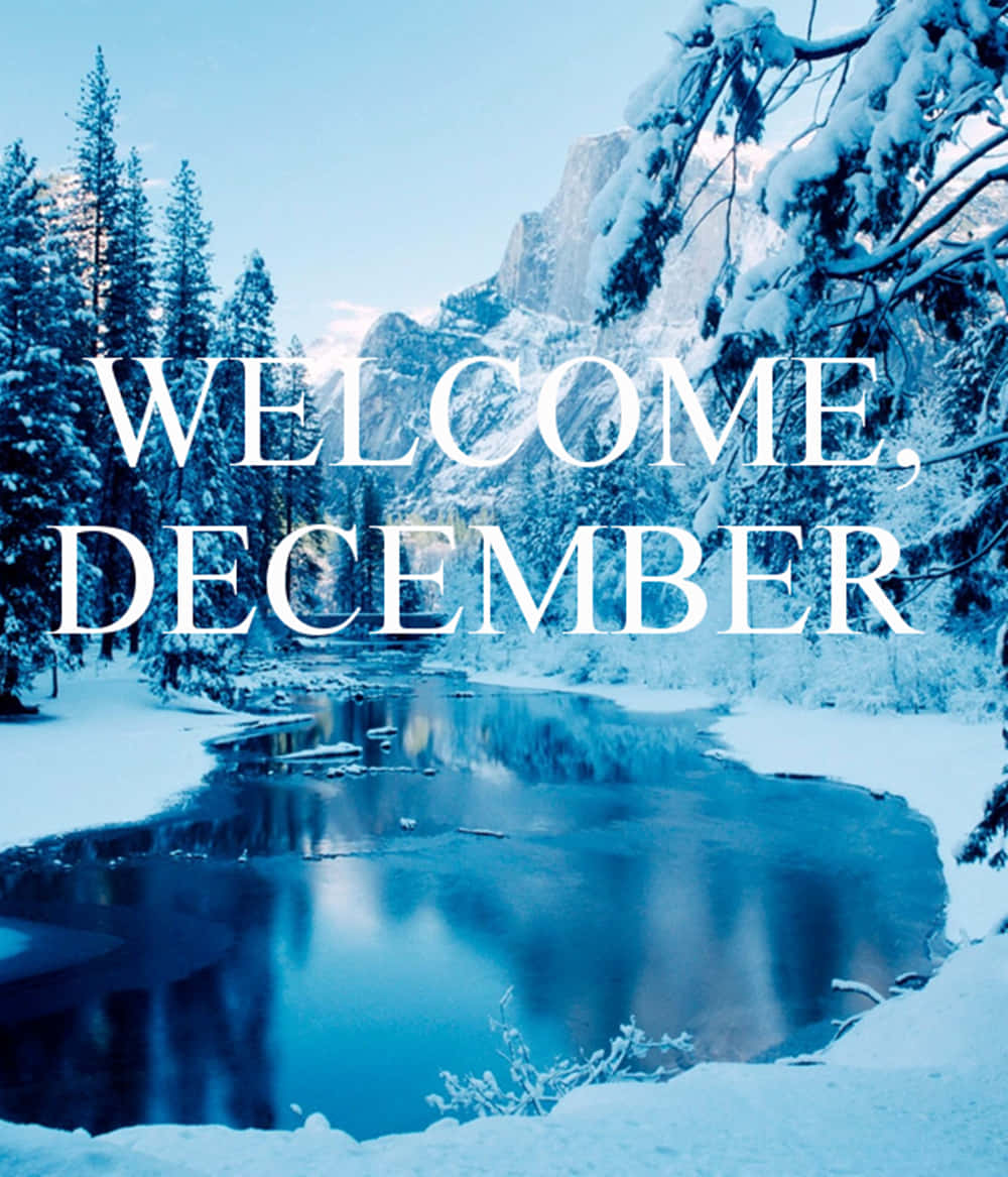 Maligayang Pagdating ng Disyembre Winter Mountain Lake Wallpaper