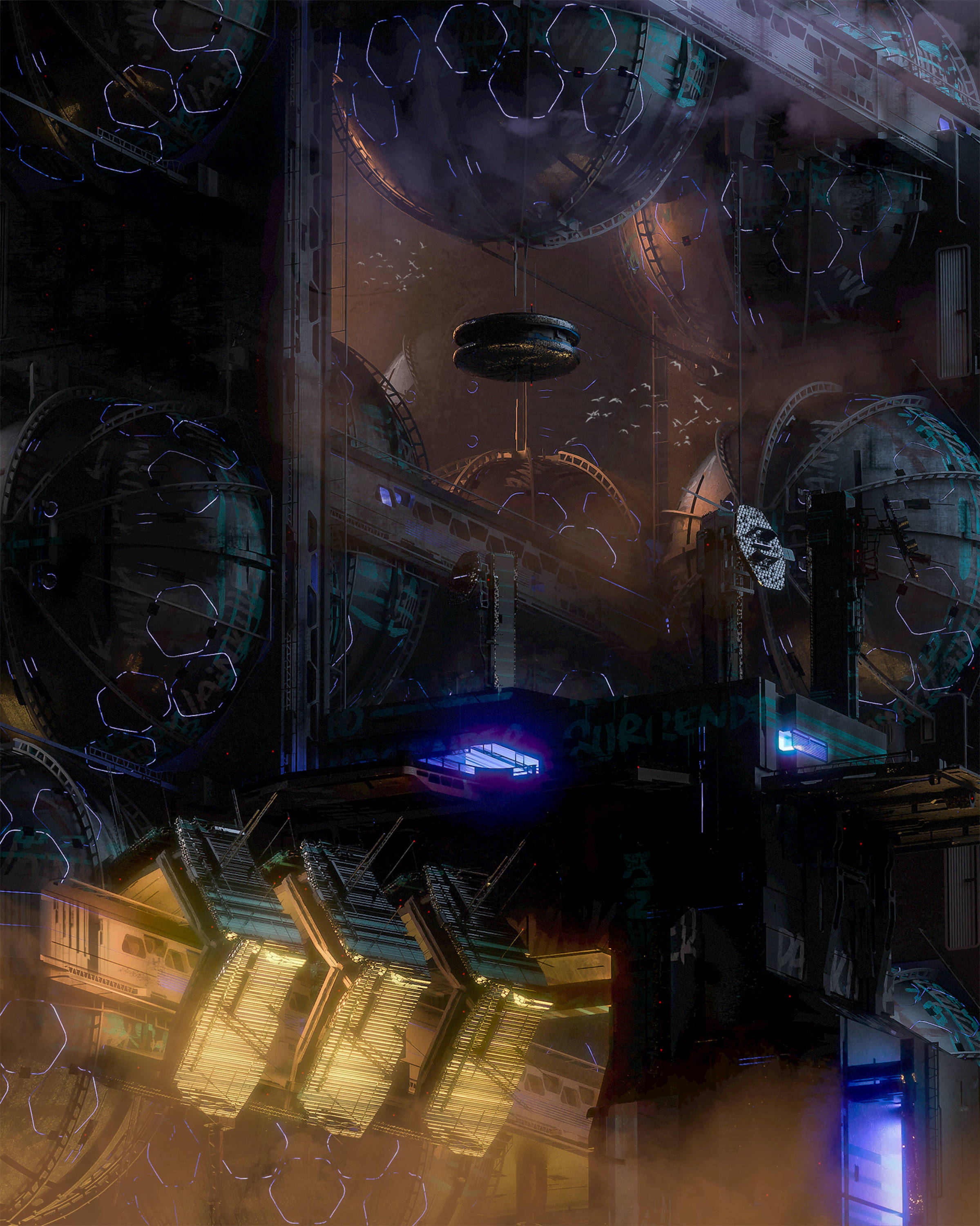Maligayang Pagdating sa Cyberpunk | Futuristic na Gusali Wallpaper