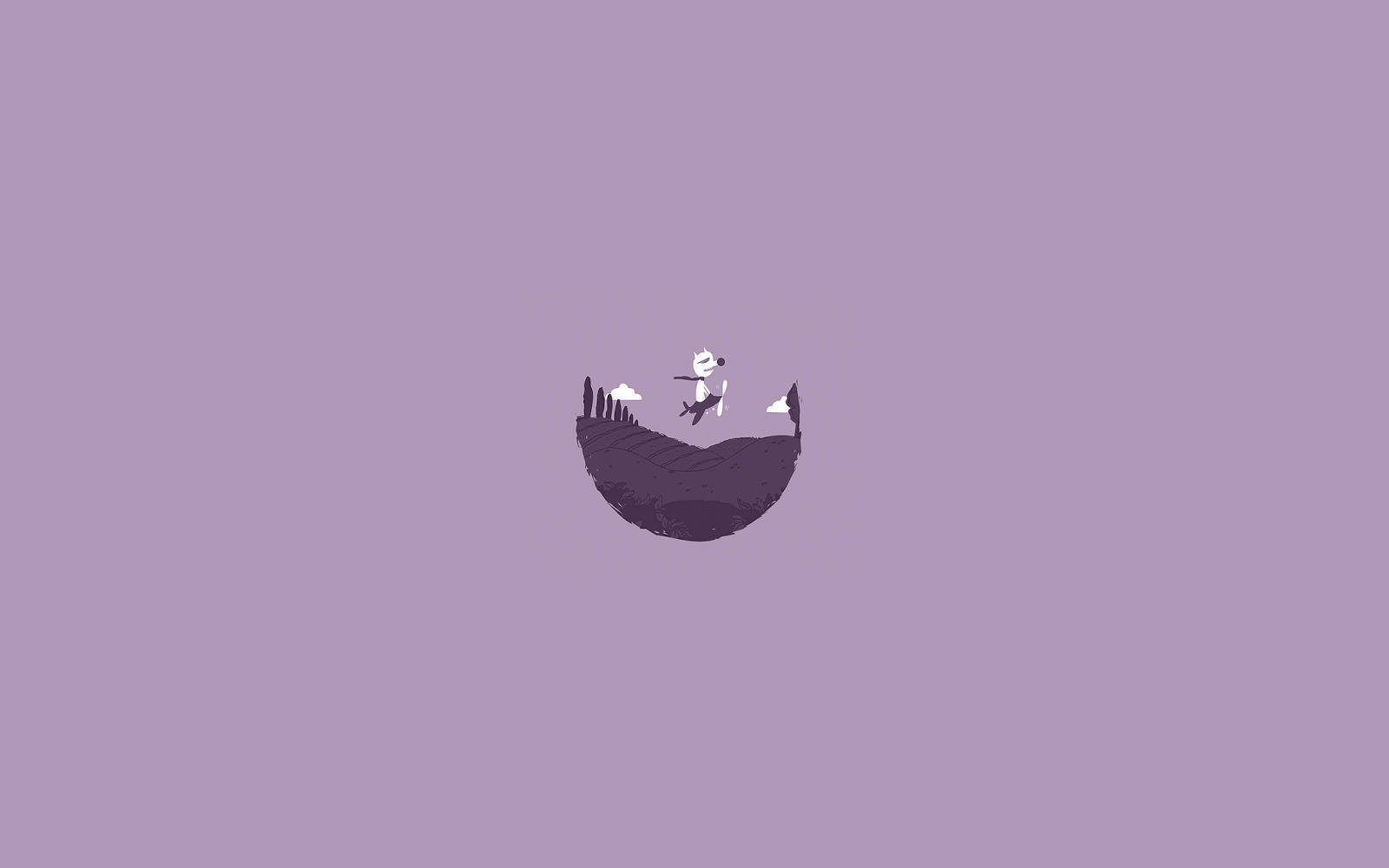 Maliit na Fox na May Pakpak na Pastel Purple Wallpaper