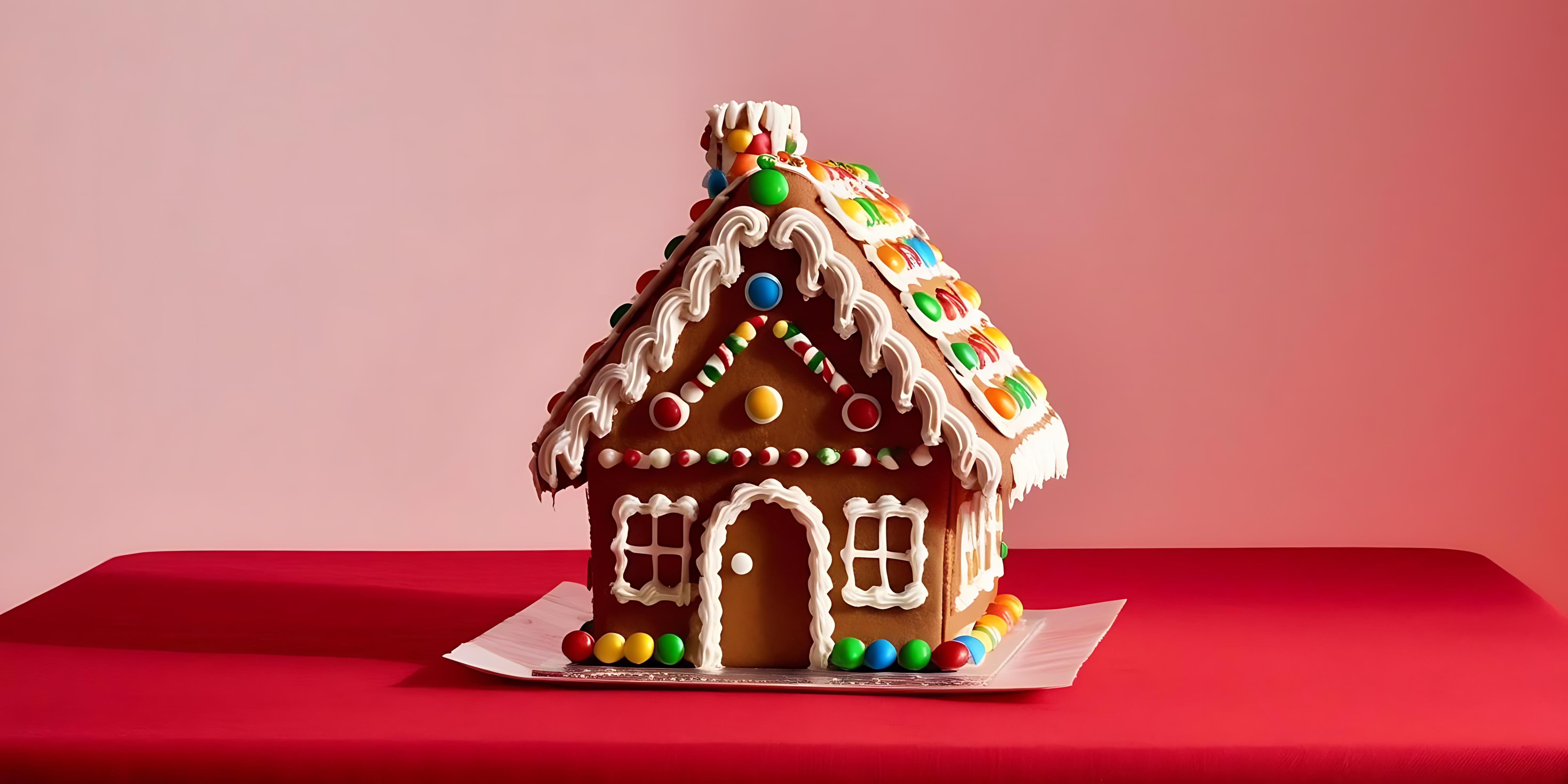 Maliit na gingerbread cottage na naka-display Wallpaper