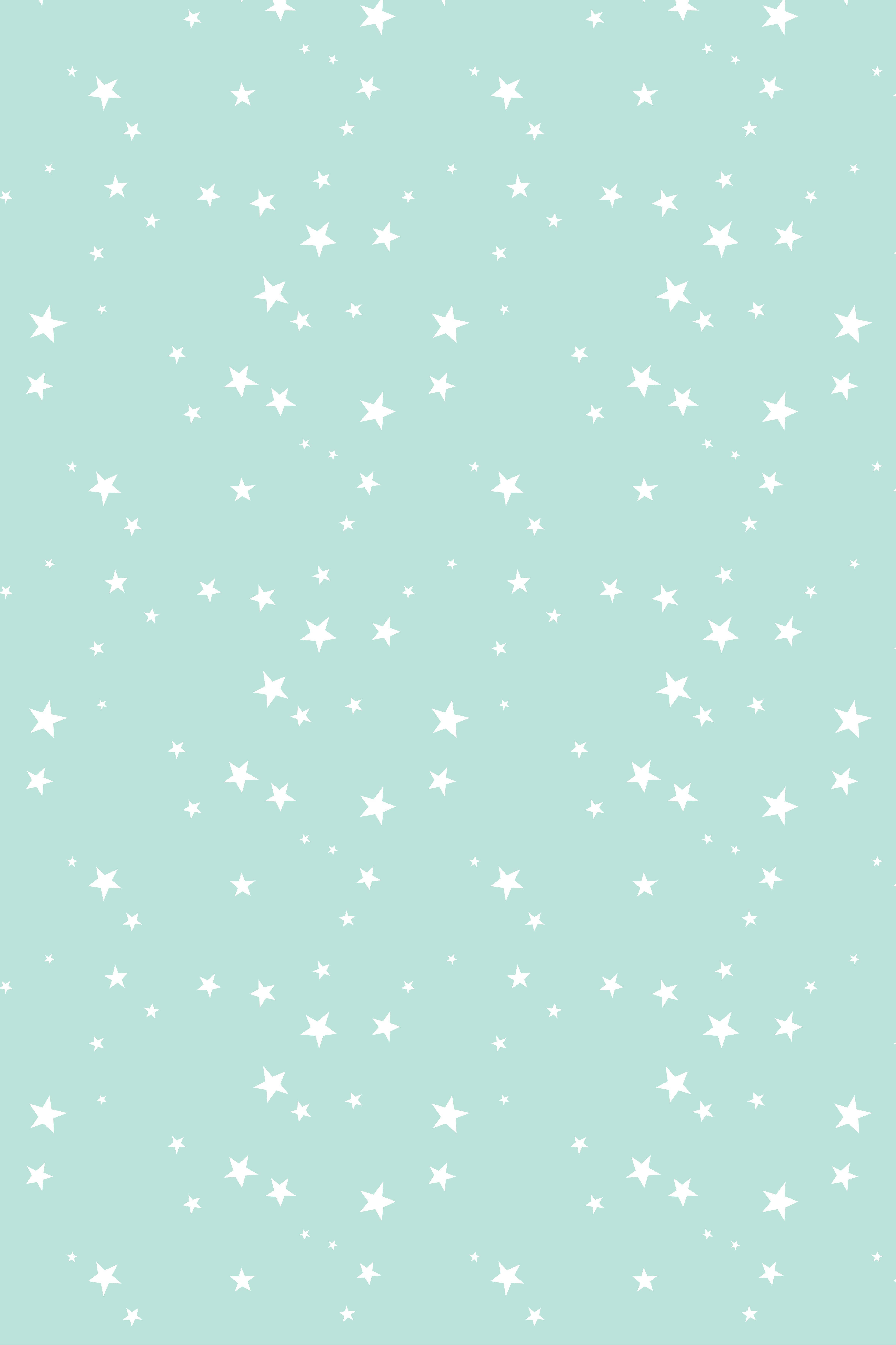 Maliit na Puting Bituin sa Mapusyaw na Lunti Wallpaper