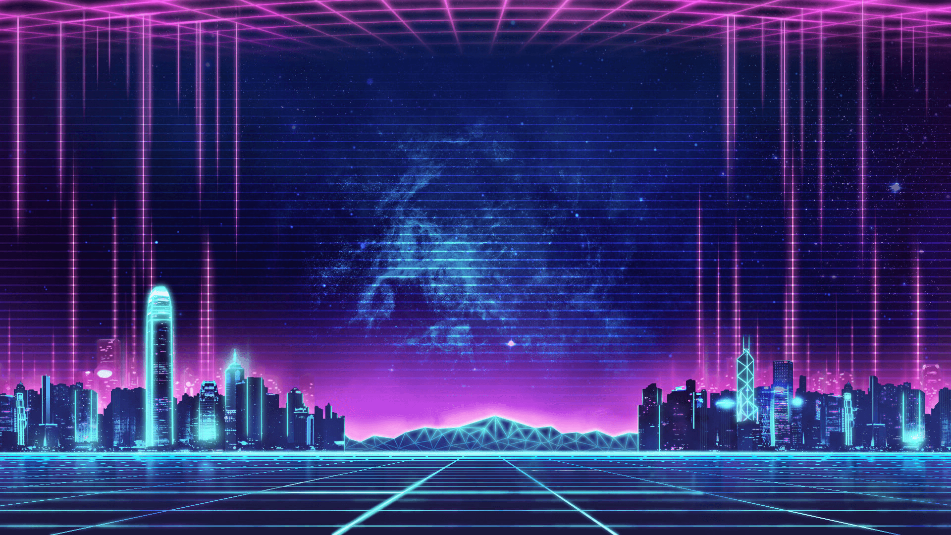 Maliwanag at makulay na mga ilaw na kumikislap sa puso ng Neon City Wallpaper